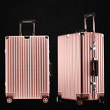 Uniwalker 100% Aluminum Retro Luggage Leather Handle Rolling Trolley Travel Hardside Luggage With