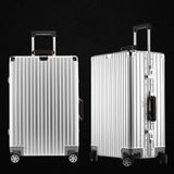 Uniwalker 100% Aluminum Retro Luggage Leather Handle Rolling Trolley Travel Hardside Luggage With