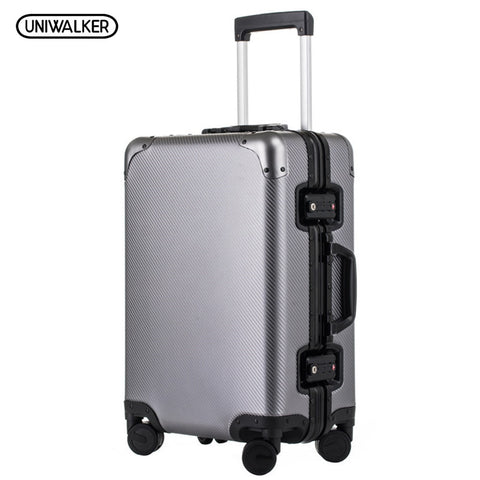 Uniwalker 20''24'' Rolling Luggage 100% Aluminum Unisex Travel Trolley Suitcase Spinner Wheels