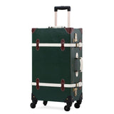 Uniwalker Pu Leather Dark Green Retro Rolling  Luggage 20''22''24''26'' Set Travel Trolley Suitcase