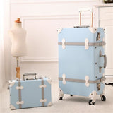Uniwalker 20''22''24''26'' Pu Leather Vintage Rolling Luggage Trolley Travel Bag Retro Suitcase