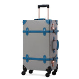 Uniwalker Retro Pu Leather Rolling Luggage Travel Trolley Vintage Suitcase With Spinner Wheels