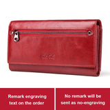 Gzcz Free Engraving Women Genuine Leather Wallets Bifold Rfid Wallet Female Zipper Poucht Long