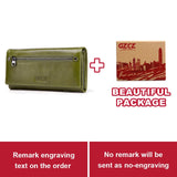 Gzcz Free Engraving Women Genuine Leather Wallets Bifold Rfid Wallet Female Zipper Poucht Long