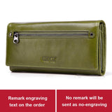 Gzcz Free Engraving Women Genuine Leather Wallets Bifold Rfid Wallet Female Zipper Poucht Long