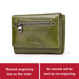 Gzcz Free Engraving Women Genuine Leather Wallets Bifold Rfid Wallet Female Zipper Poucht Long