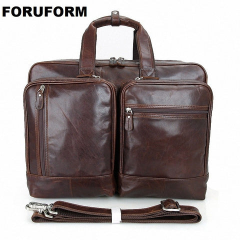 17 Inch Laptop Briefcase Genuine Leather Men Bag Briefcase Men Handbag Business Bags Ma Vintage