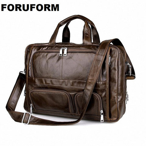 Luxury Genuine Leather Men'S Briefcases Business Bag Leather Messenger Bag Shoulder Bag For Men