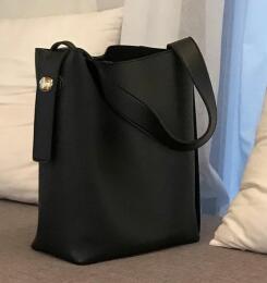 Fashion All-Match Bucket Bag Simple Style Pu Leather One Shoulder Women'S Handbags  Female Bag