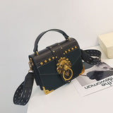 Luxury Famous Brand Shoulder Bags Female Lion Head Lock Handbag Women Pu Leather Messenger