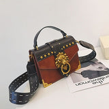 Luxury Famous Brand Shoulder Bags Female Lion Head Lock Handbag Women Pu Leather Messenger