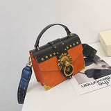Luxury Famous Brand Shoulder Bags Female Lion Head Lock Handbag Women Pu Leather Messenger