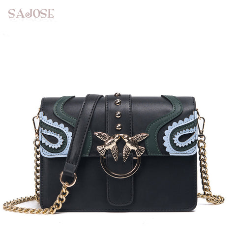 Sajose 2018 Female Brand Hand Bag Woman Messenger Bags Lady Rivet Chain Women Fashion Leather