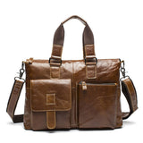 Mva Leather Laptop Bag 14 Inch Genuine Leather Shoulder Bags Business Briefcase Handbags Totes Work