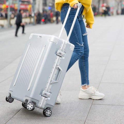 Seabird Aluminum Frame Travel Suitcase With Wheels Tsa Lock Trolley Case Scratch Resistant