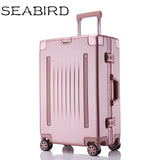 Seabird Aluminum Frame Travel Suitcase With Wheels Tsa Lock Trolley Case Scratch Resistant