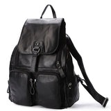 Backpack Women Backpacks Solid Vintage Girls School Bags For Girls Black Leather Fashion Female