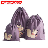 3Pcs Portable Animal Printed Shoes Storage Bags Drawstring Clothes Pouch Travel Cosmetic Makeup