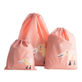 3Pcs Portable Animal Printed Shoes Storage Bags Drawstring Clothes Pouch Travel Cosmetic Makeup