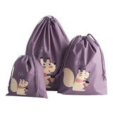 3Pcs Portable Animal Printed Shoes Storage Bags Drawstring Clothes Pouch Travel Cosmetic Makeup