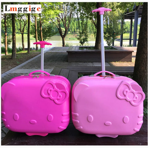 Kids Hello Kitty Rolling Luggage Bag,Children Travel Suitcase,Cartoon Box With Wheel,Abs Trolley