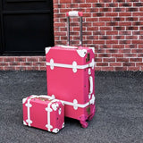 Vintage Travel Rolling Luggage Suitcase Bag ,Pu Leather Box With Cosmetic Bag ,Women Carrier,High