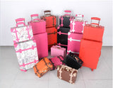 Retro Pu Trolley Travel Bag Travel Box Red Married Luggage Suitcases Female,14 20 22 24 Korea
