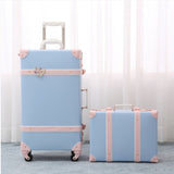 2018 20" - 26" Fashion Girl Retro Rolling Luggage Bagages Pu Leather Suitcase Trunk Vintage Valiz