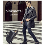 Letrend New Fashion Luxury High-Grade Waterproof Cowhide Travel Bag Men Genuine Leather Trolley Bag