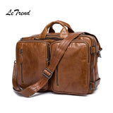 Letrend Vintage Men Genuine Leather Travel Bag Men'S Handbag Multifunction Shoulder Bags Luxury