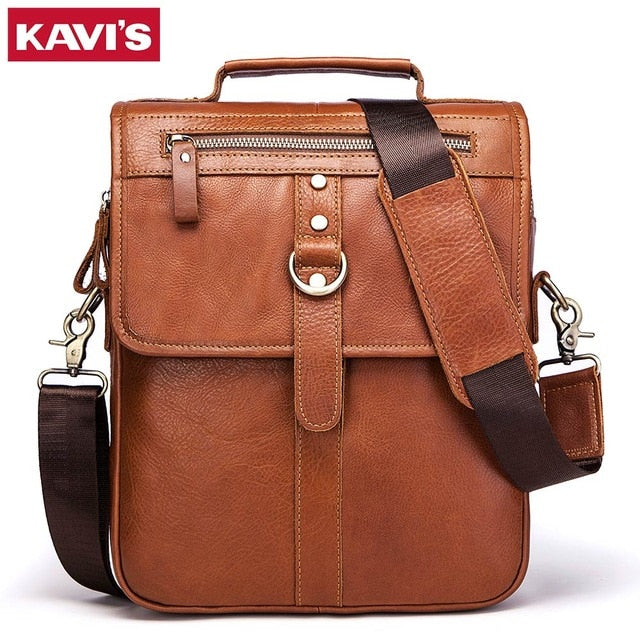 Kavis 100% Cowhide Genuine Leather Original Messenger Bag Men Shoulder Crossbody Handbag Bolsas Sac