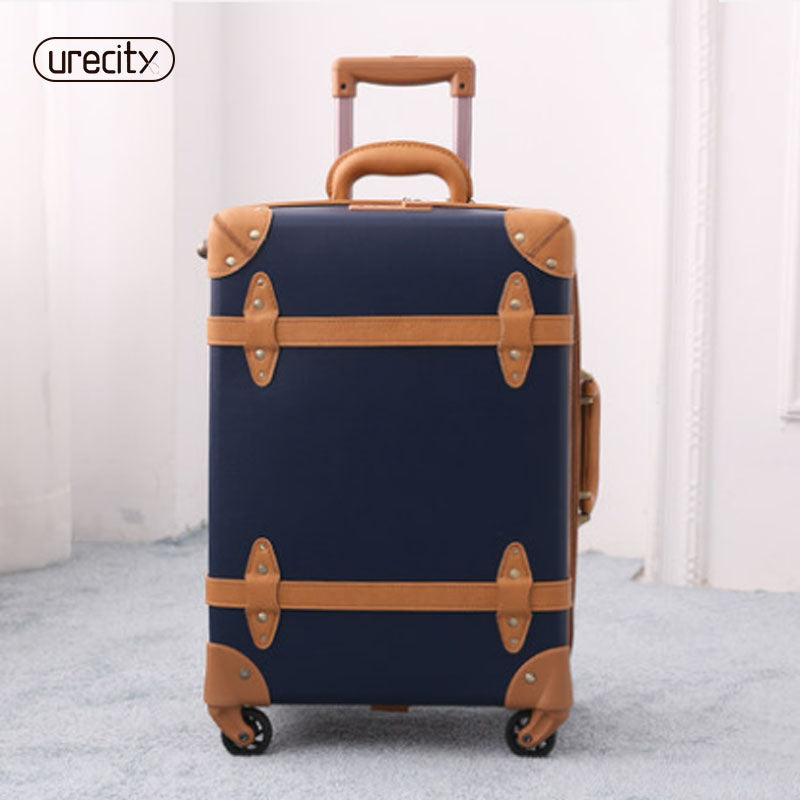 2018 Travel Suitcase Carry-Ons Spinner Luggage Pu Leather Fashion Luggage Rolling Retro Tsa Lack