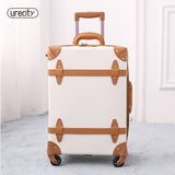 2018 Travel Suitcase Retro Luggage Genuine Leather Pu Spinner Luggage Bag Handmade High Quality