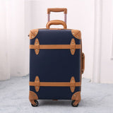 2018 Travel Suitcase Retro Luggage Genuine Leather Pu Spinner Luggage Bag Handmade High Quality