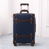 2018 Travel Suitcase Retro Luggage Genuine Leather Pu Spinner Luggage Bag Handmade High Quality
