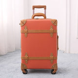 2018 Travel Suitcase Retro Luggage Genuine Leather Pu Spinner Luggage Bag Handmade High Quality