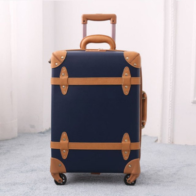 2018 Travel Luggage Spinner Rolling Retro Suitcase Genuine Leather Pu Carry-Ons 5 Colors Fashion
