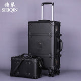 Carrylove High Quality Series 20/22/24Inch Pu Handbag And  Rolling Luggage Vintage Commerce
