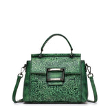 New Esufeir Vintage Shoulder Bag Genuine Leather Women Handbag Embossed Top-Handle Bag For Women