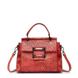 New Esufeir Vintage Shoulder Bag Genuine Leather Women Handbag Embossed Top-Handle Bag For Women