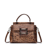 New Esufeir Vintage Shoulder Bag Genuine Leather Women Handbag Embossed Top-Handle Bag For Women