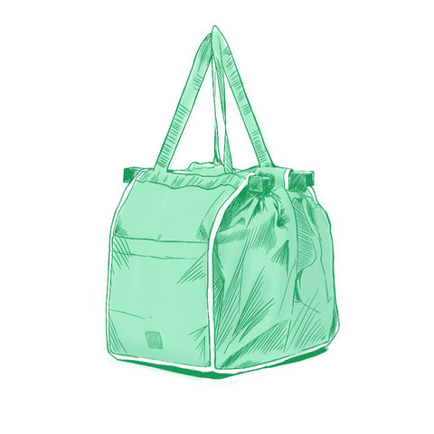 Reusable Large Trolley Clip-To-Cart Grocery Shopping Bags Portable Green Cloth Bag Foldable Tote