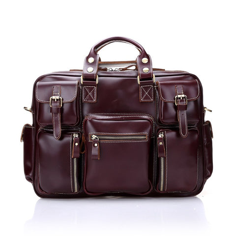 High-End Genuine Leather  Male Large Capacity First Layer Cowhide Men  Travel Business Stereo