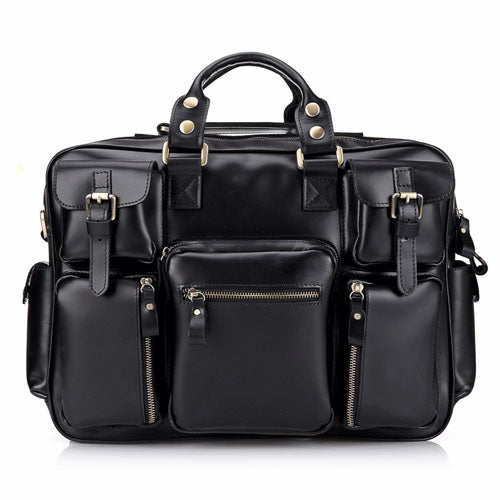 High-End Genuine Leather  Male Large Capacity First Layer Cowhide Men  Travel Business Stereo