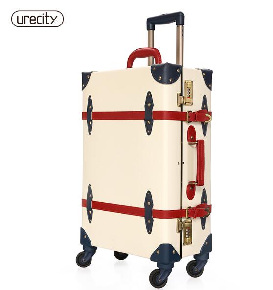 2018 New Retro Travel Suitcase Spinner Luggage Rolling Travel Suitcases With Wheels Free Shipping