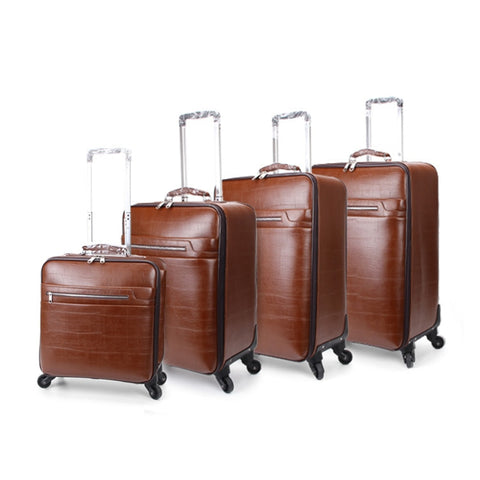 New Arrival!16 20 22 24Inches Pu Leather Hardside Case Travel Luggage On Universal Wheels,Man