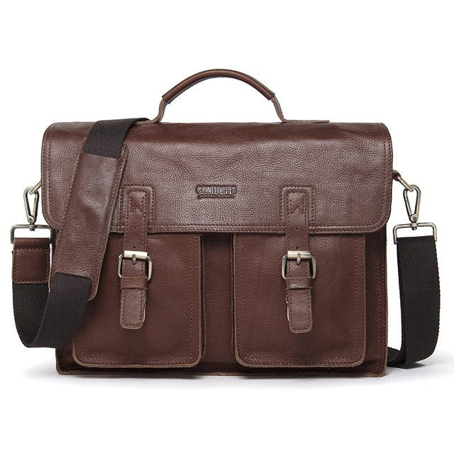 Contact'S Genuine Leather Men Briefcase Casual Men'S Business Bag For 13.3 Inch Laptop Male