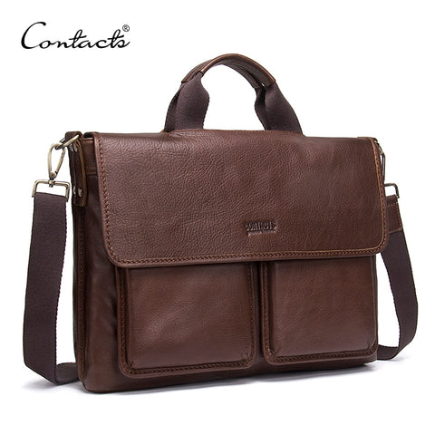 Contact'S Genuine Leather Man Bag Mens Briefcase Luxury Brand Men'S Business Handbag For Laptop