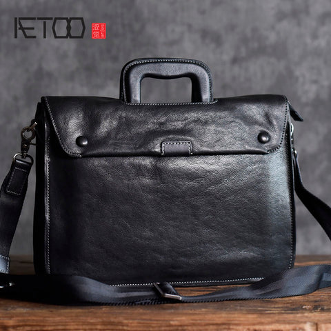 Aetoo The First Layer Of Vegetable Tanned Cowhide Briefcase Men And Women Business Leather