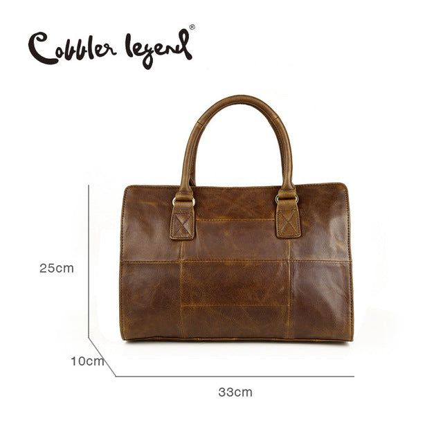 Cobbler Legend Hand Bag Genuine Leather Women'S Handbags Ladies Brown Cowhide Tote Bag Satchel